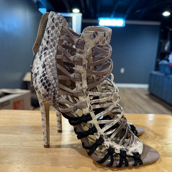 Steve Madden Tan & Snakeskin Strappy Sandals – Size 6-1/2 - Picture 5 of 6